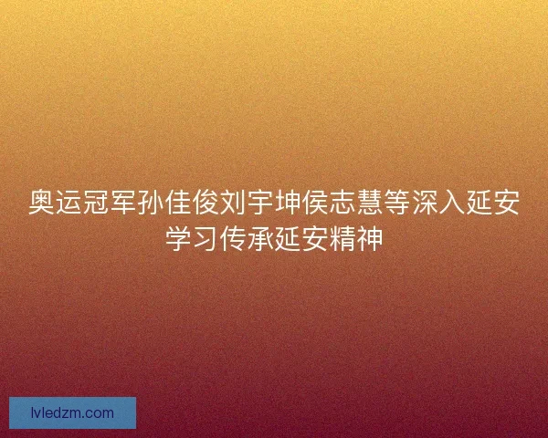 奥运冠军孙佳俊刘宇坤侯志慧等深入延安学习传承延安精神 奥运冠军孙佳俊刘宇坤侯志慧等深入延安学习传承延安精神