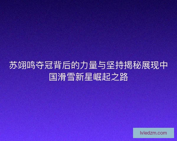 苏翊鸣夺冠背后的力量与坚持揭秘展现中国滑雪新星崛起之路 苏翊鸣夺冠背后的力量与坚持揭秘展现中国滑雪新星崛起之路
